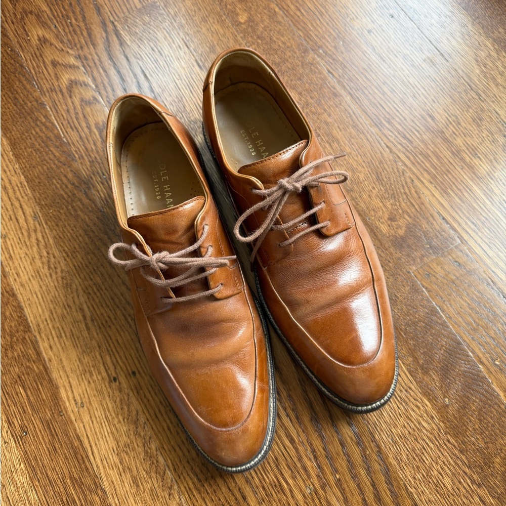 Cole Haan Tan/Brown Leather Derby Lace-Up Shoes